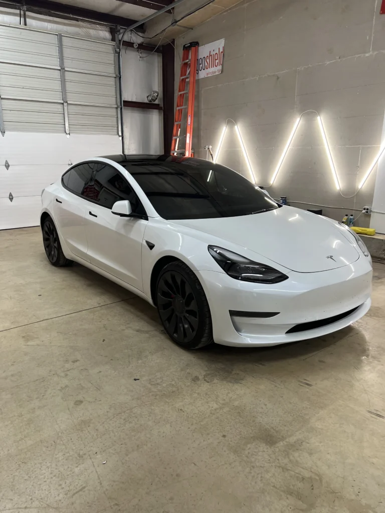 White Tesla Model 3 - Window Tinting Huntsville AL